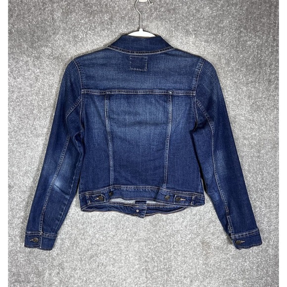 Old Navy Button Up Cropped Jean Jacket Womens Size‎ Small Blue Denim Pockets - Picture 2 of 9